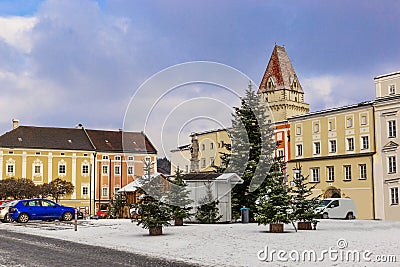 Ð¡entral square in Freistadt - Upper Austria Stock Photo